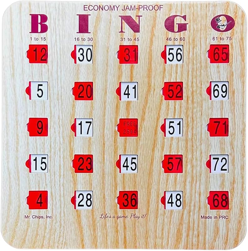 MR CHIPS Jam-Proof Fingertip Slide Bingo Cards with Sliding Windows 25 Pack in Tan Style