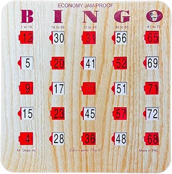 MR CHIPS Jam-Proof Fingertip Slide Bingo Cards with Sliding Windows 100 Pack in Tan Style