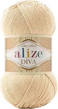 Alize Diva Merserize İnce İp Yazlık Bikini Bustiyer Bluz Örgü İpi 5 Adet (Tuval Beji 368)
