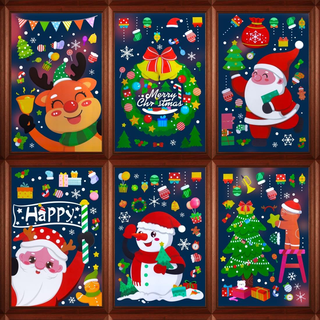 Christmas Decorations - 194PCS Christmas Window Clings Stickers for Home, Snowflakes Christmas Decorations Indoor for Glass - Christmas Window Clings Winter Decorations 6 Sheet