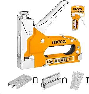 INGCO Stapler, 3 in 1 Nail Gun with 600 Staples, for Wood, Furniture