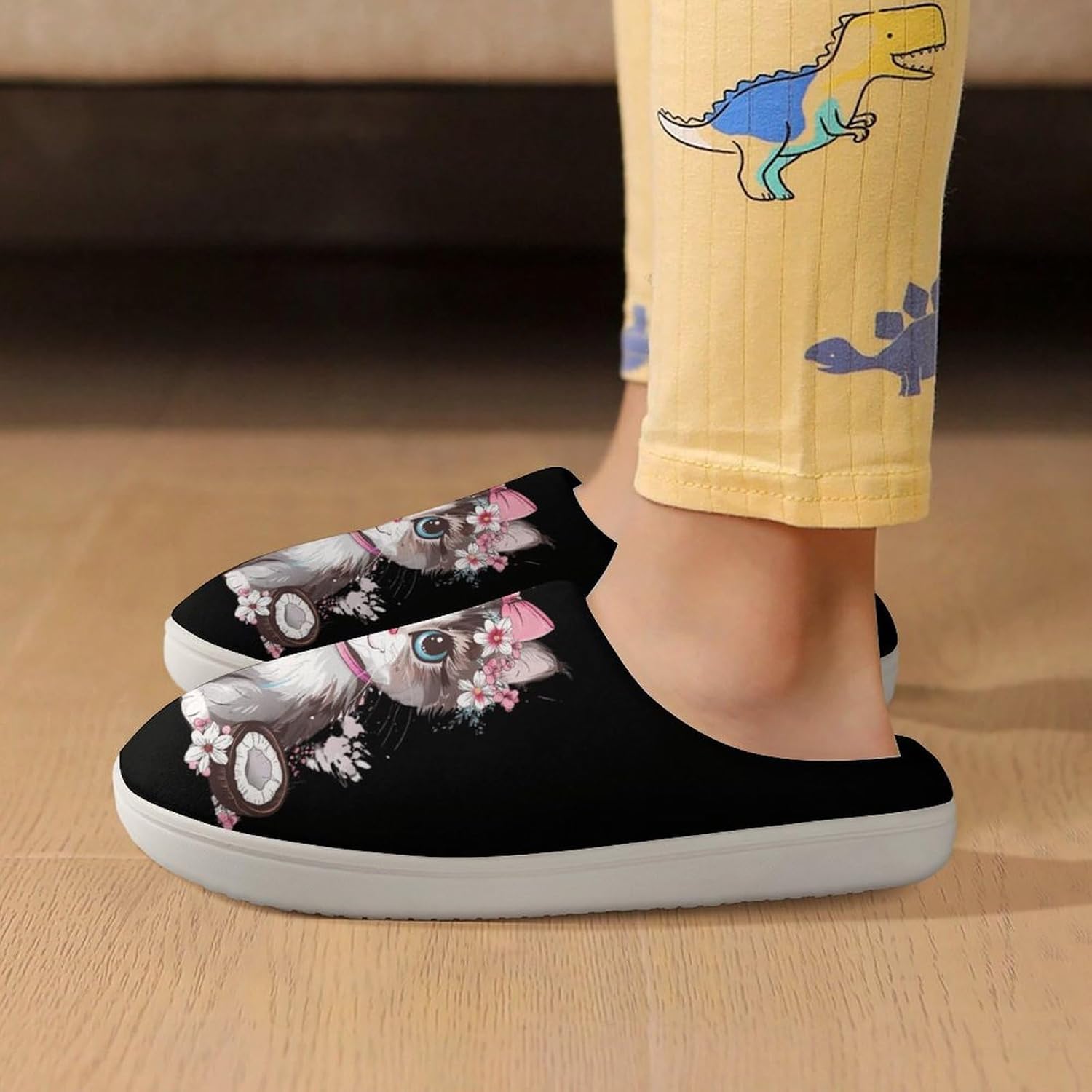 Coconuts Cat Cute Cotton Slippers Anti-slip House Shoes Funny Slipper Indoor Outdoor