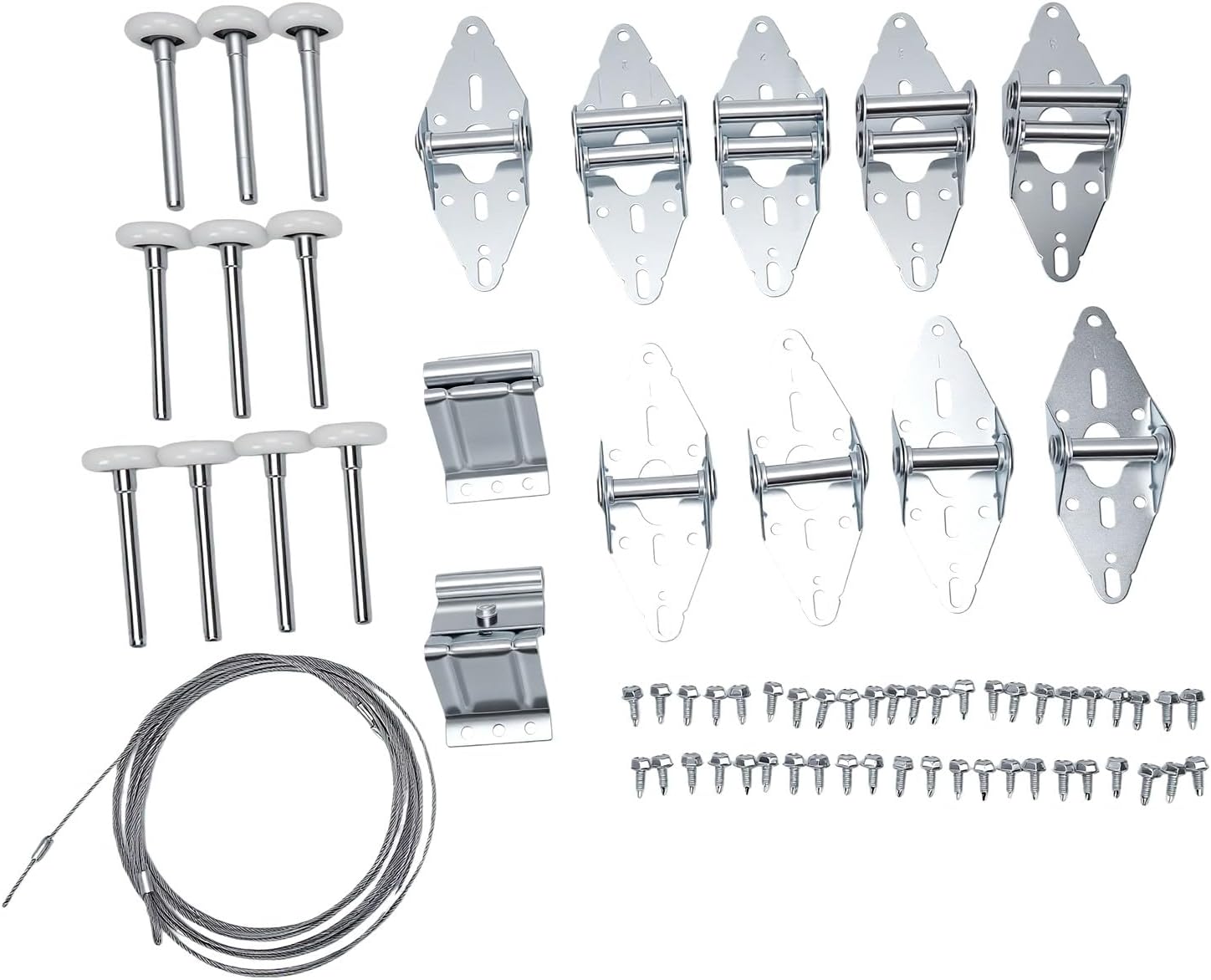 Fafeicy Garage Door Hardware Kit, 10PCS 2in White Nylon Rollers | Quiet Operation, Dual Sealed Bearing, Steel Cable for 2in Track Residential Doors
