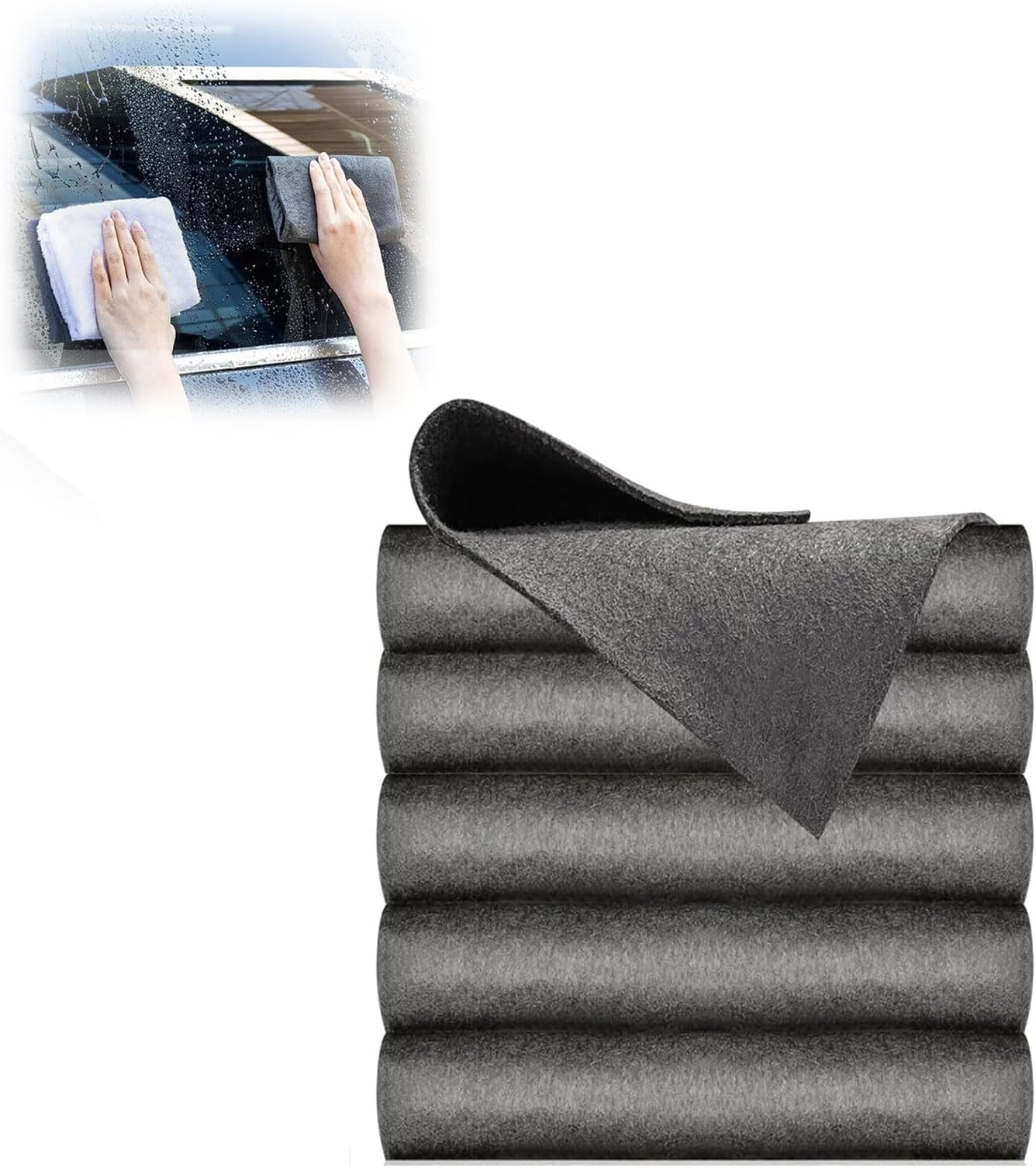 Microfibre Cleaning Cloth 30x40cm, 5 Pcs Glass Wiping Solution, Thickened Cleaning Rags Reusable Cleaning Towel for Window Mirrors Bathroom Kitchen Car,30x40cm,Grey