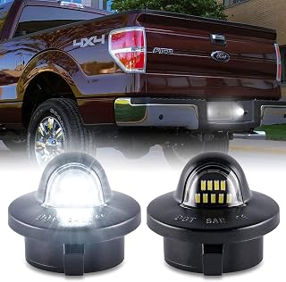 GemPro LED License Plate Lights for Ford F150 F250 F350 Super Duty Bronco Ranger Explorer - 6000K White, Plug & Play, 2PCS Black