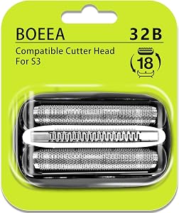 32B Shaver Head for Braun Series 3, Replacement Foil & Cutter Cassette Suitable for Braun Foil Shaver 3000s 3010s 3020s 3030s 3040s 3050cc 3070cc 3080s 3090cc 320 330 340 350cc