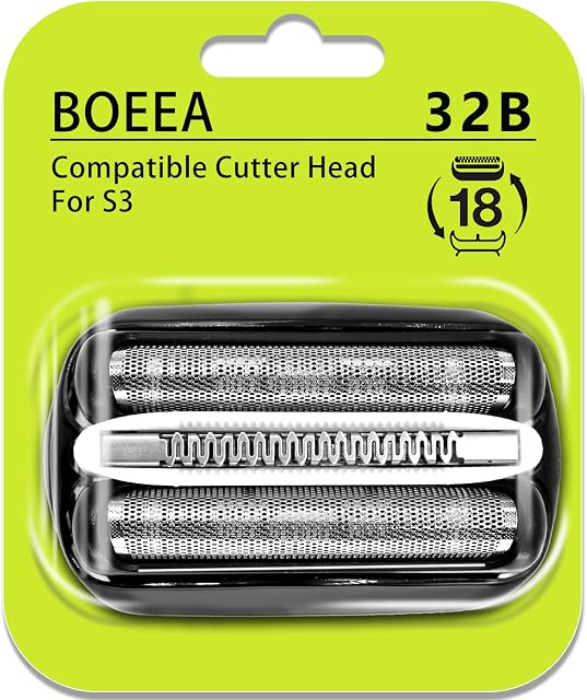 32B Tête de rasoir pour Braun Series 3, Feuille de remplacement & Cassette de cutter pour rasoir Braun Foil 3000s 3010s 3020s 3030s 3040s 3050cc 3070cc 3080s 3090cc 320 330 340 350cc