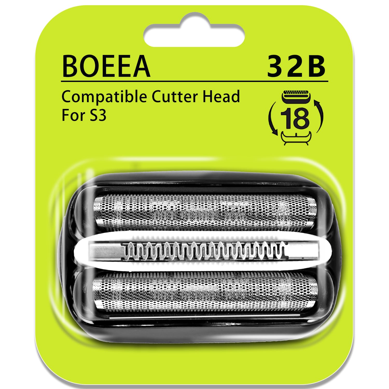 32B Shaver Head for Braun Series 3, Replacement Foil & Cutter Cassette Suitable for Braun Foil Shaver 3000s 3010s 3020s 3030s 3040s 3050cc 3070cc 3080s 3090cc 320 330 340 350cc [2 Pack]