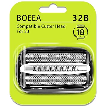 32B Shaver Head for Braun Series 3, Replacement Foil & Cutter Cassette Suitable for Braun Foil Shaver 3000s 3010s 3020s 3030s 3040s 3050cc 3070cc 3080s 3090cc 320 330 340 350cc