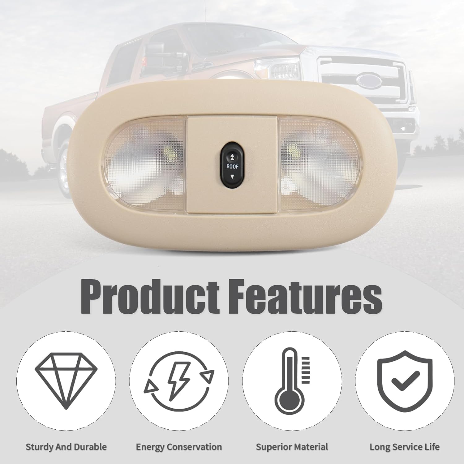 Overhead Console Dome Light for Ford F250 F350 F450 F550 Super Duty 2008-2010 8C3Z-25519A70-AA 4L3Z-13783-AA