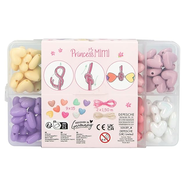 Foto 5 de 5 de Depesche 12127 Princesa Mimi - Juego de Cuentas de corazón DIY, en 9 Colores Diferentes, Incl. 2 Cintas…