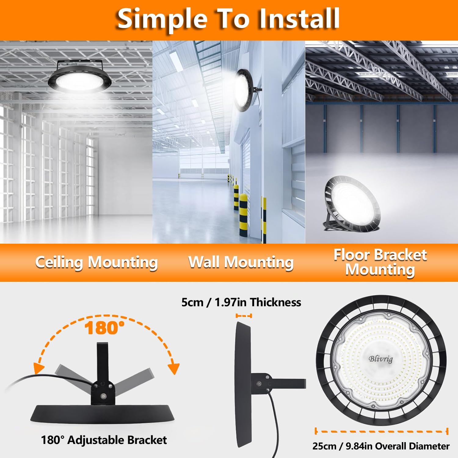 6PCS 100W Hallenstrahler LED 10000LM 6000K, Hallenleuchte für Werkstatt | Kaltweiß UFO Industrielampe mit Geringem, IP65 Aluminiumgehäuse,UFO LED High Bay für Lager Fitnessstudio Patio Garage