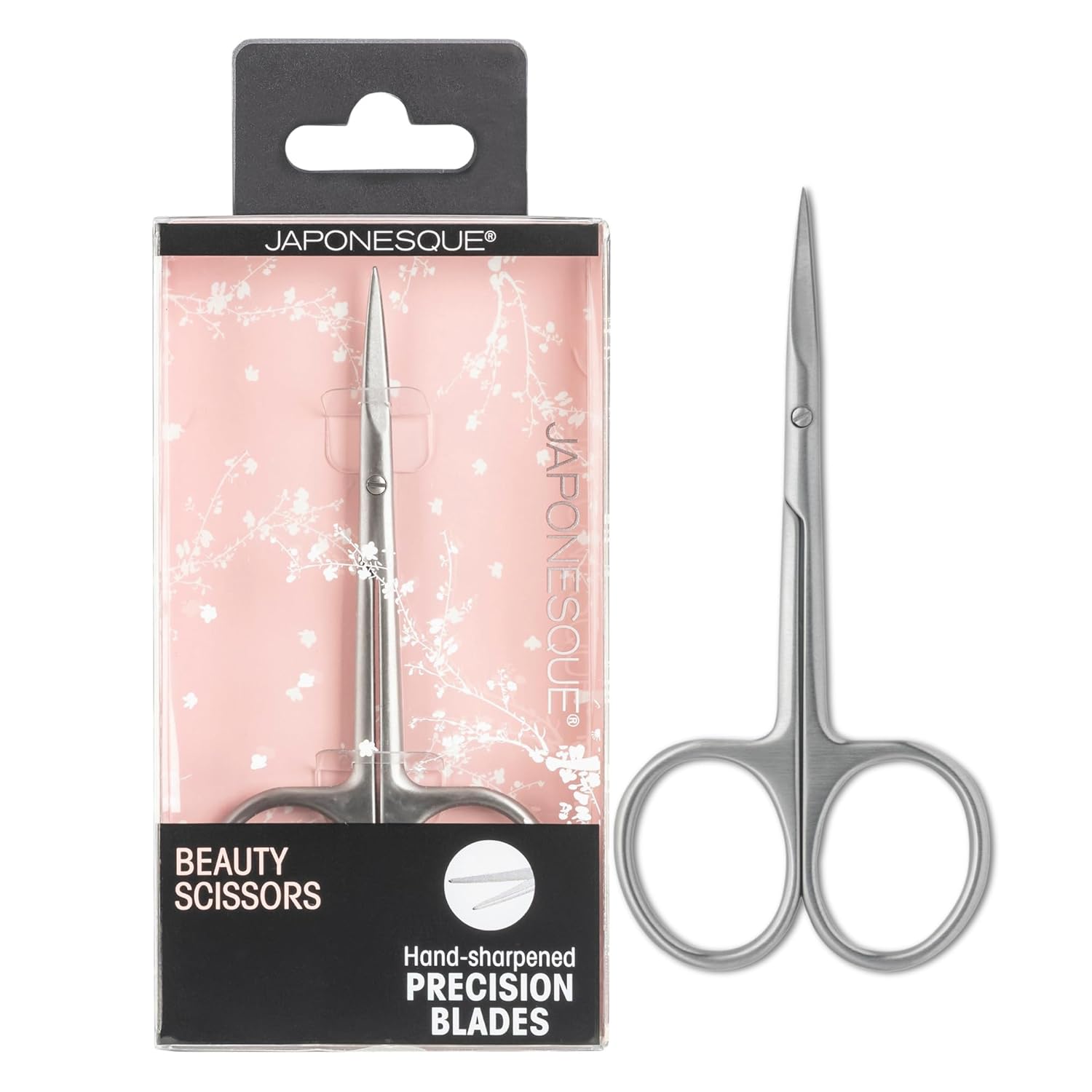 JAPONESQUE Precision Eyebrow Scissors - Curved Stainless Steel Blades for Safe Brow, Facial Hair & Nail Trimming