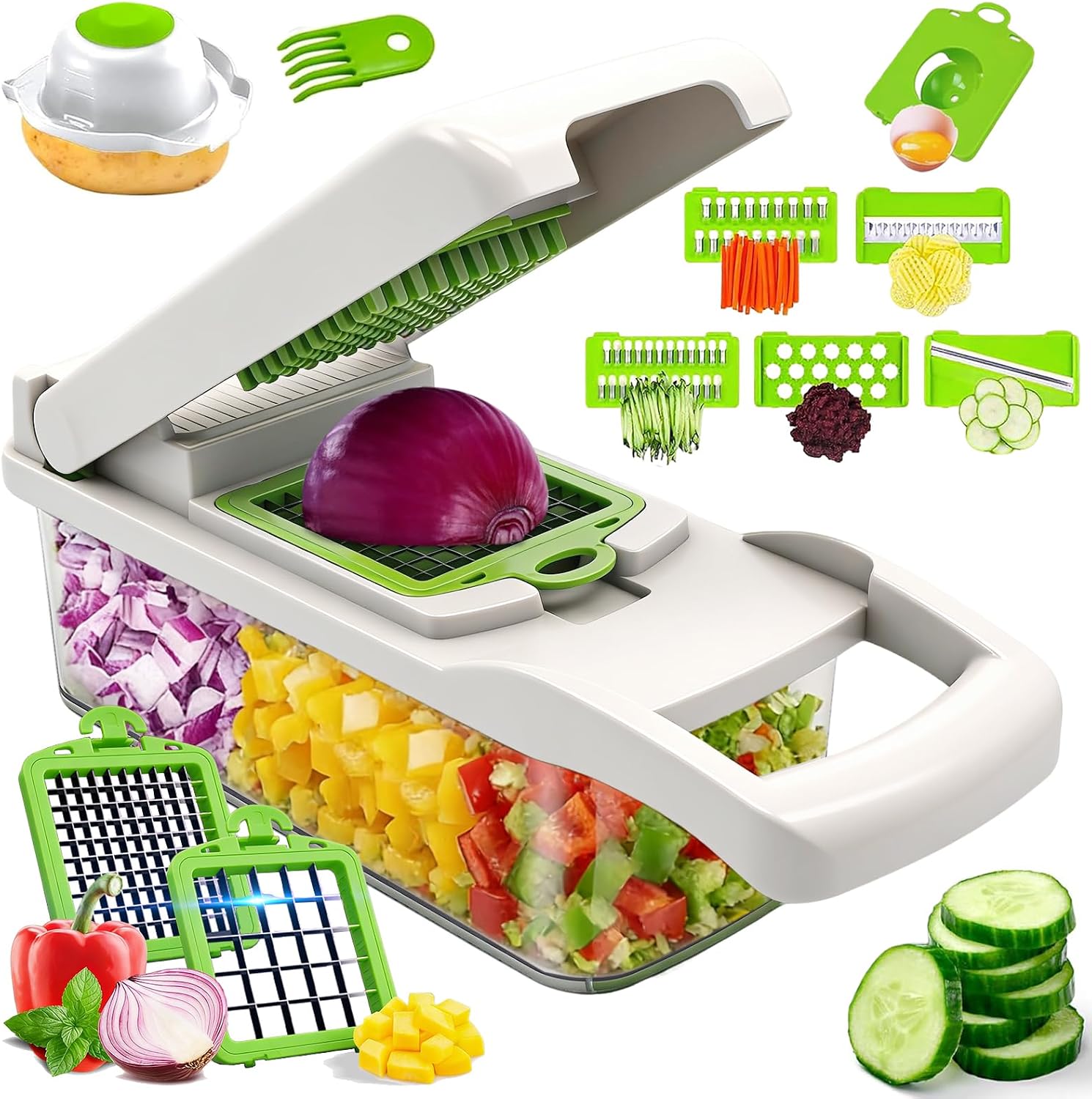 Vegetable Chopper Mandoline Slicer, 15-in-1 Food Veggie Chopper