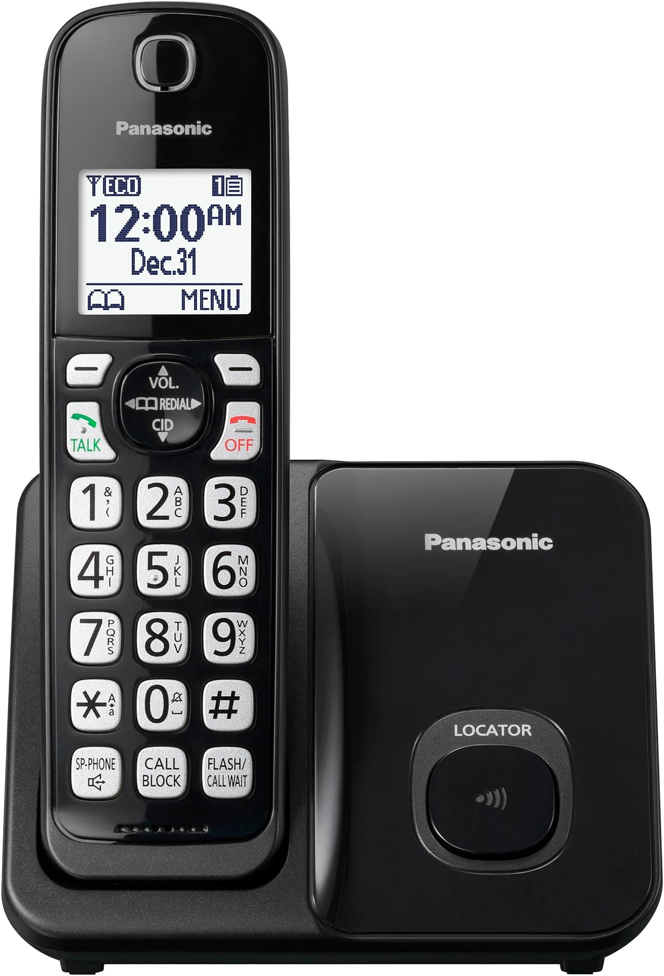 Panasonic Cordless Phone System, Expandable Home Phone with Call Blocking, Bilingual Caller ID and High-Contrast Display, 1 Handset - KX-TGD610B (Black)