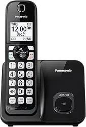 Panasonic Sistema de telefone sem fio, telefone residencial expansível com bloqueio de chamadas, identificação de chamadas bilíngue e visor de alto contraste, 1 aparelho - KX-TGD610B (preto)