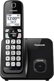 Panasonic Sistema de telefone sem fio, telefone residencial expansível com bloqueio de chamadas, identificação de chamadas bilíngue e visor de alto contraste, 1 aparelho - KX-TGD610B (preto)