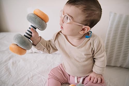 Miniatura 4 de Wonder & Wise Little Lifter - Juego de pesas de peluche para bebés, coordinación divertida y desarrollo de fuerza de agarre para bebés, incluye