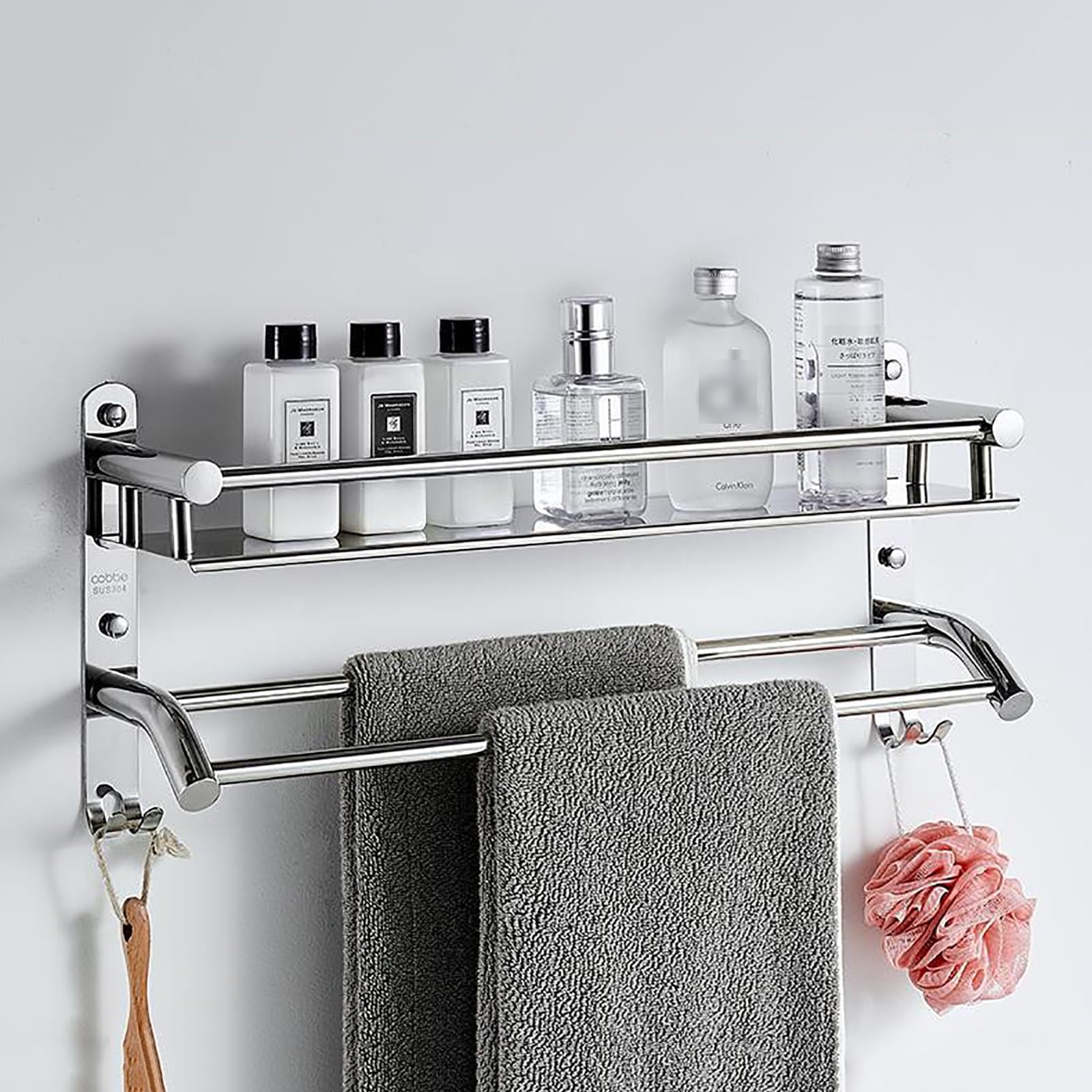 Yuidaaavzz Shower Shelves Thicker Frame Wall Mounted Rectangular Shower Caddy with Hooks Super Load Bearing Bathroom Organizers and