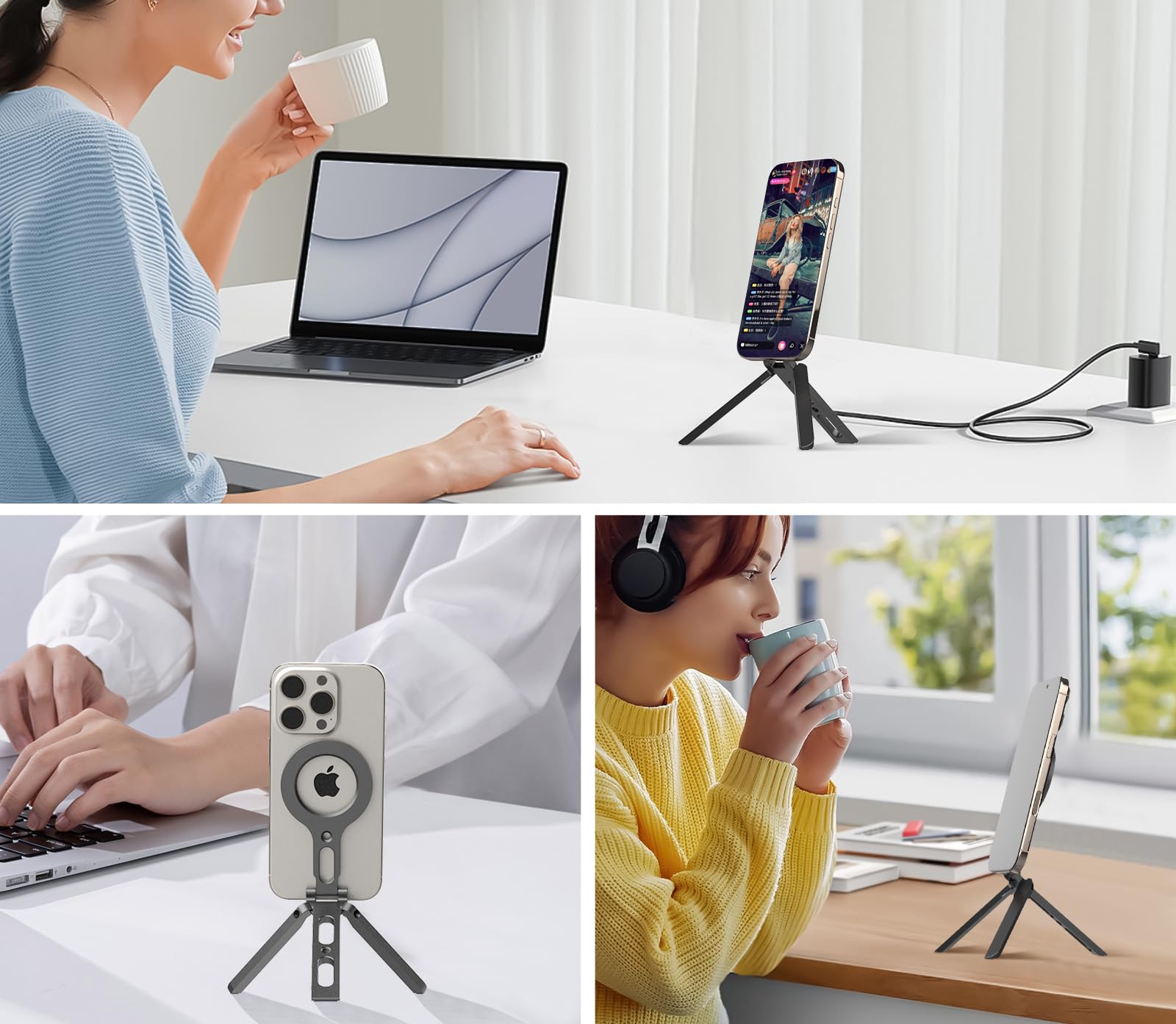 Amazon.co.jp: MOSENVKA スマホ三脚 スマホスタンド Magsafe用 磁気式