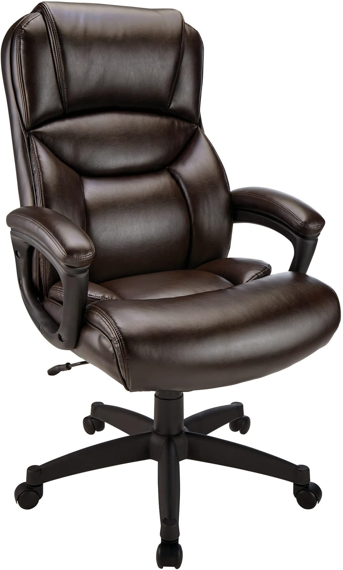 Fennington Bonded Leather High-Back Chair, Brown/Black