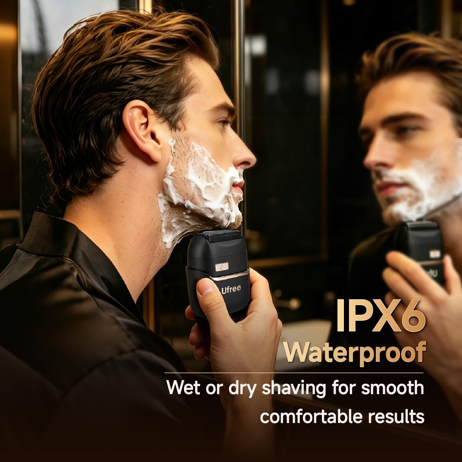 Ufree Rasoirs électriques pour homme, 4 lames flottantes pour homme avec affichage LED, rasoir électrique étanche IPX6, rasoir électrique rechargeable USB-C pour voyage et toilettage quotidien