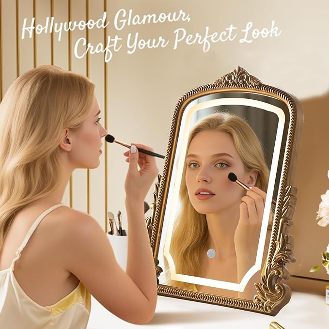 Espejo de Maquillaje Vintage HSDDHOME con Luz LED miniatura 6