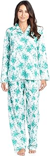 Casual Nights Women's Embroidered Contrast Print Long Sleeve Pajama Set