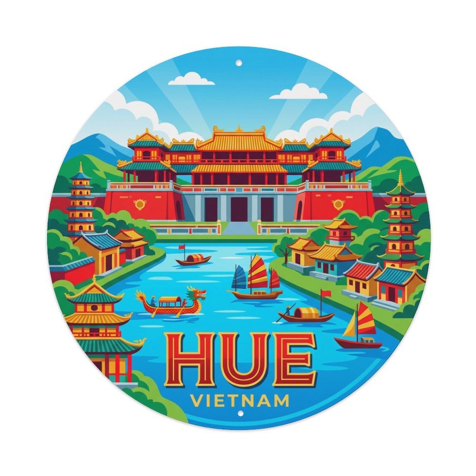Travel Vintage Vietnam Hue Metal Tin Sign