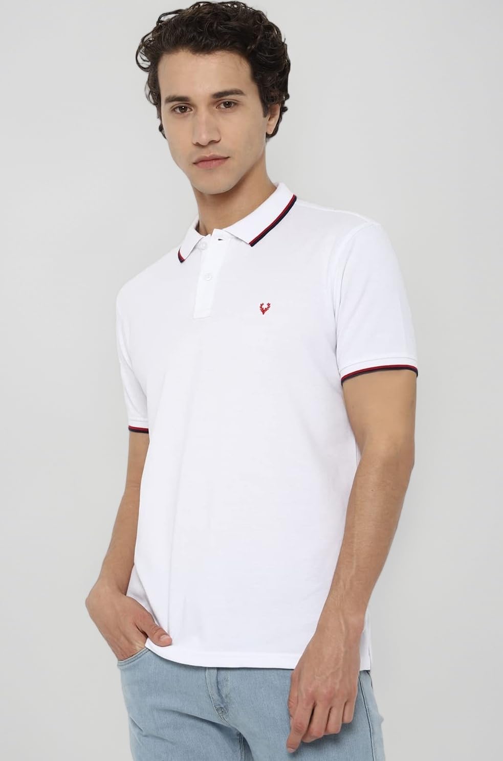 Allen Solly Menโs Solid Polo TโShirt | Regular Fit | Premium Cotton | Contrast Tipping Collar | Smart Casual Wear