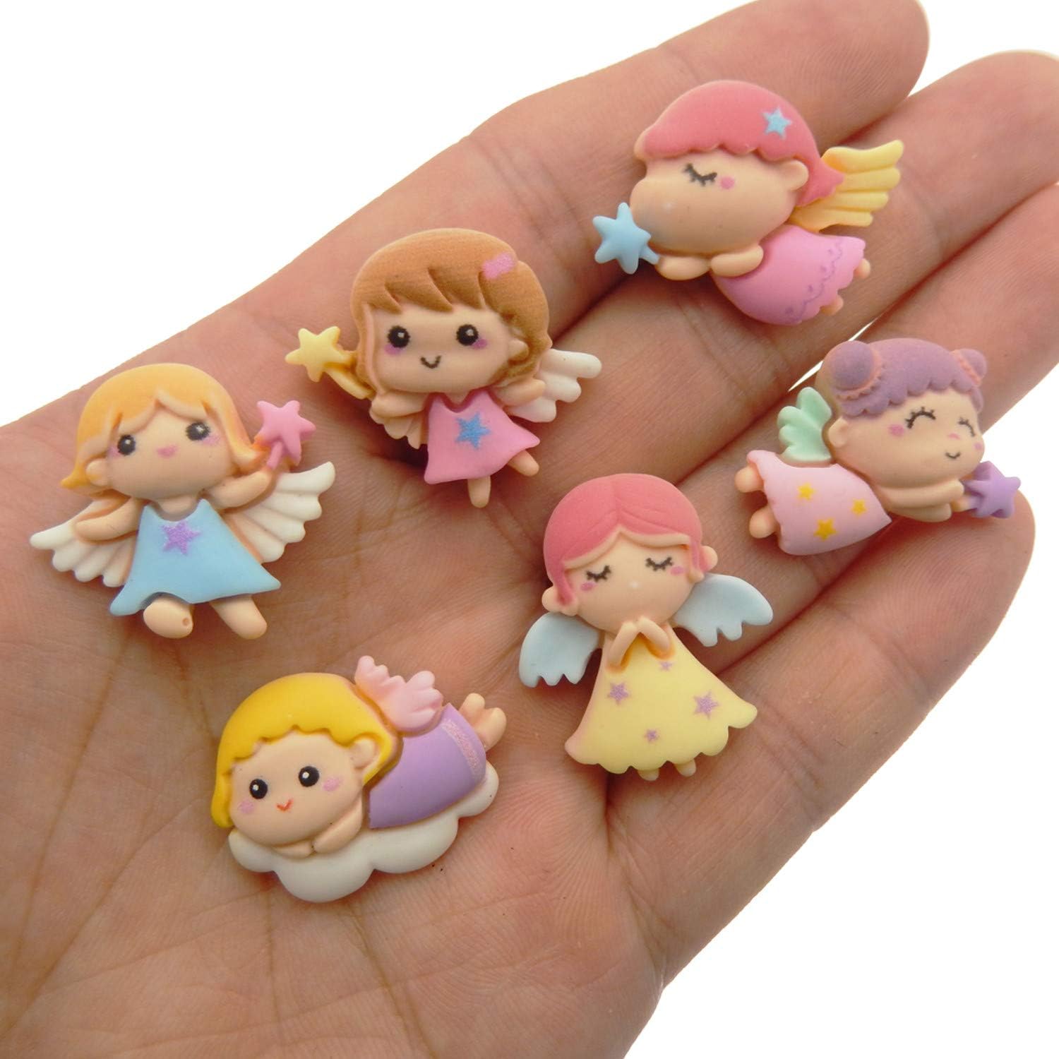 20-Pack Assorted Flat Back Resin Cute Angel Winged Girl Baby Embellishments Scrapbooking Art Craft Making Flatbacks Phone Case Decorations 2-3cm