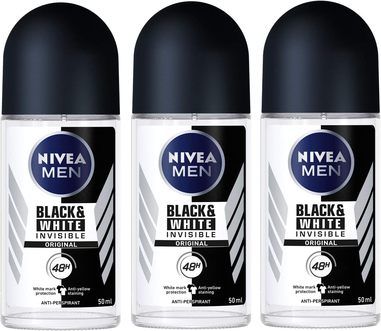 for Men Invisible for Black and White 48 Hours Deodorant Roll on 50 Ml. l by Nivea