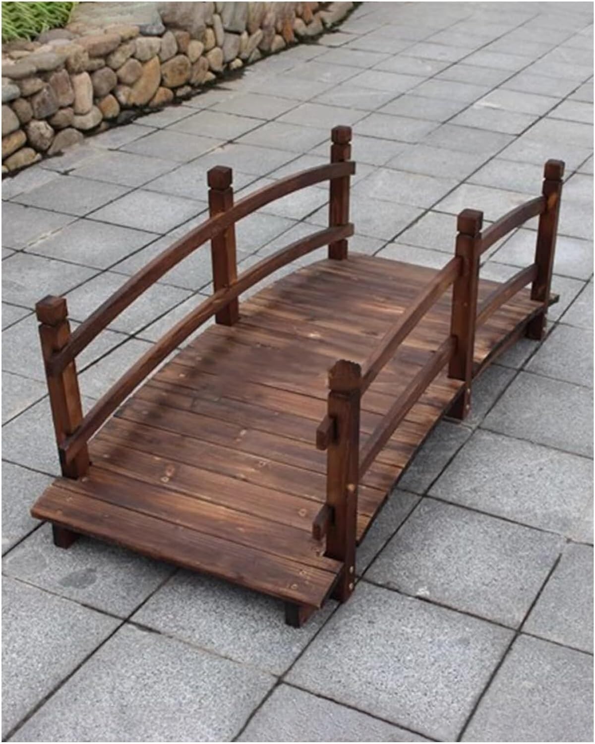 Wooden Garden Bridge, Wood Arc Footbridge, Little Garden Walkway Bridges, Retro Pond Bridge for Creek Farm(150cm (5ft))