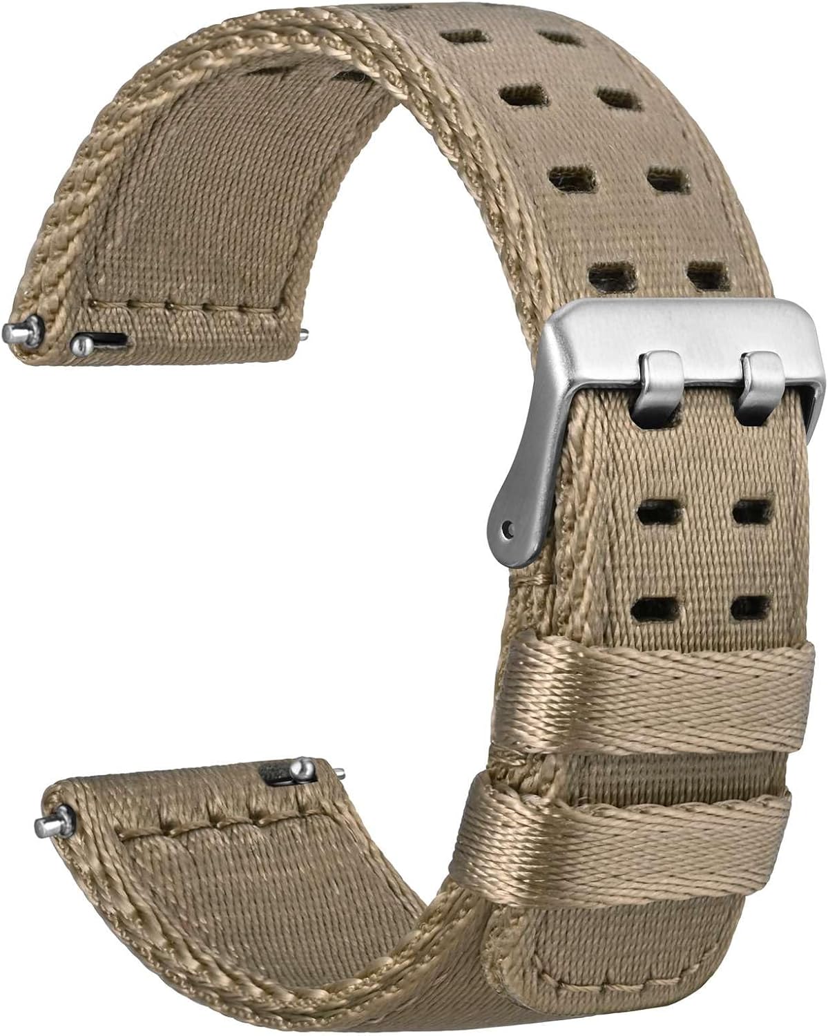 WOCCI Double Holes Nylon Watch Bands, Silky Nylon Straps, Quick Release, Compatible Watch Lug Width 18mm 20mm 22mm