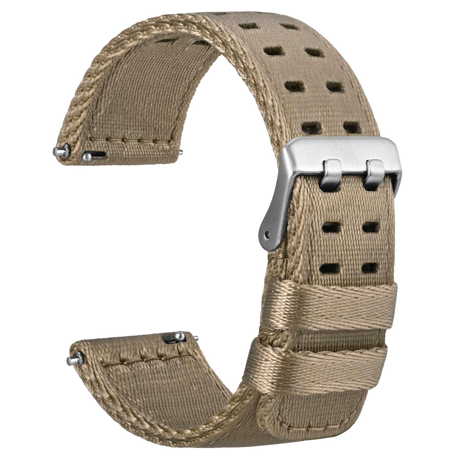 WOCCI Double Holes Nylon Watch Bands, Silky Nylon Straps, Quick Release, Compatible Watch Lug Width 18mm 20mm 22mm