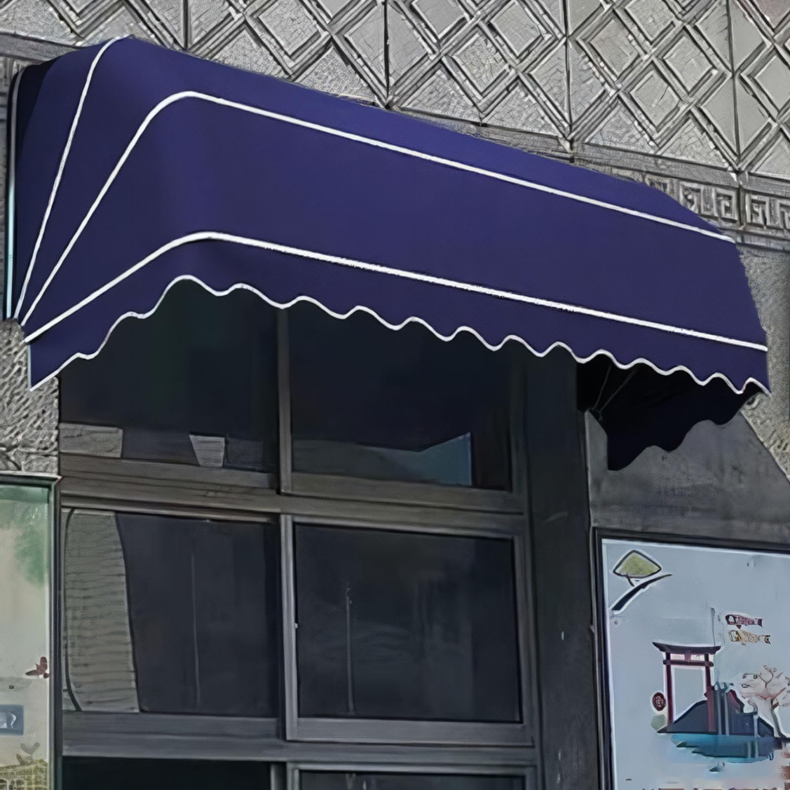 GJZQDKX French Curved Retractable Waterproof Polyester Awning for Home Patio Balcony Terrace Cafe Door Canopy for Rain and Snow Protection