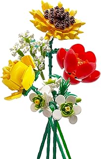 Flower Building Kit for Adults, Flower Bouquet Building Block Set, Artificial Flowers Mini Building Bricks Home Decor, Not Compatible with Lego (Sunflower (532pcs))