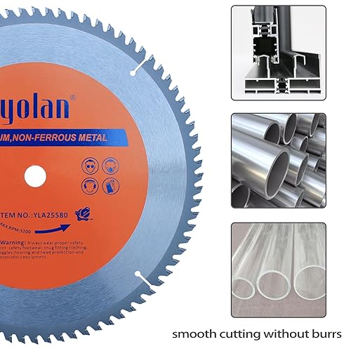 Miniatura 8 de Yolan Hoja de sierra circular de 8 14 pulgadas con eje de diamante de 58 pulgadas, acero para cortar aluminio, accesorios de sierra de mesa, hoja de