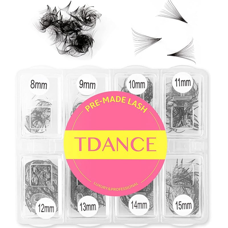 Extensões de cílios TDANCE com 600 leques pré-modelados 5D-24D, curvaturas C/D, 16D, espessura 0,05, 8–15 mm