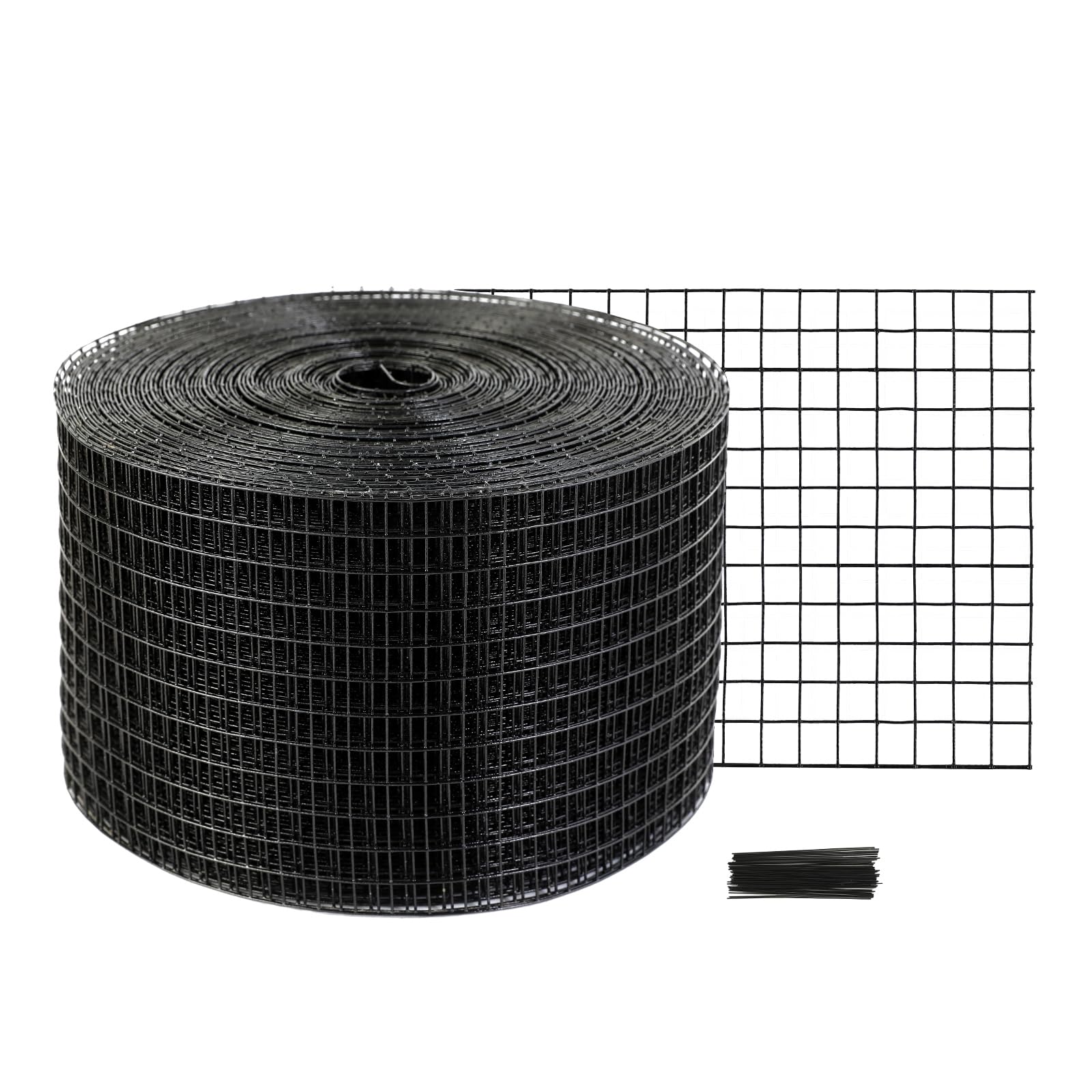 VEVOR 8inch Critter Guard for Solar Panels, PVC Coated Mesh Roll Kit Ties for Pigeon Deterrent, Bird, Squirrel Proof, Black, 8in x 98ft with 50pcs Tie Wires
