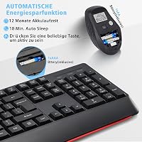 HUO JI Vezeték Nélküli Billentyűzet és Egér Szett, QWERTY Ergonomikus 2.4G Teljes Méretű Számítógép Billentyűzet Csuklótámasszal és 3 Szintű 3