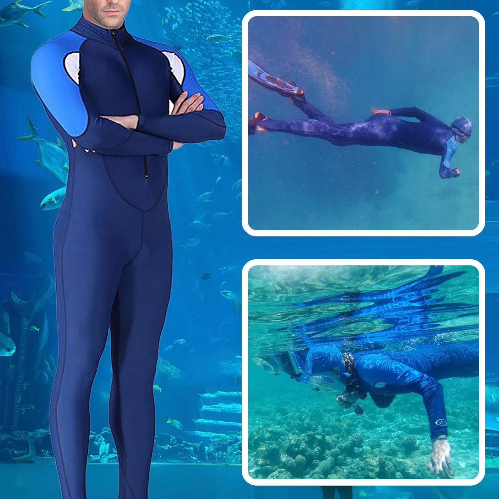 Generisch Combinaison d'été en néoprène pour homme - Fermeture éclair sur le devant - Maillot de bain une pièce - Anti-UV - Tenue de natation - Extensible - En néoprène - Pour sports nautiques - Surf