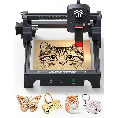 ACMER S1 2500mW Laser Engraver, Portable Cutter & Engraving Machine for Beginners,130×130mm Working Area,0.05mm Laser Spot,Creative DIY,Education STEM,Customized Business with Wood,Metal