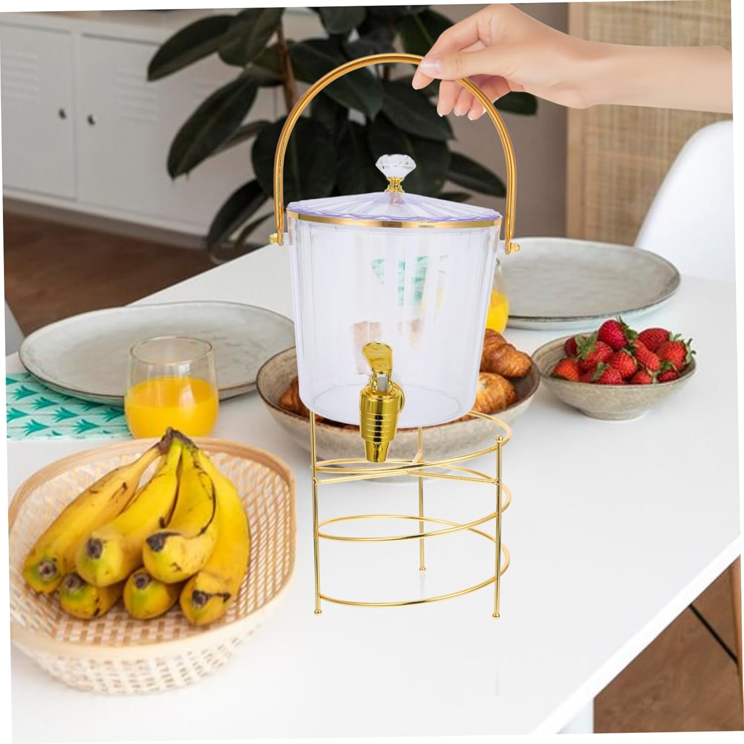 Luxshiny 1set Versatile Beverage Dispenser Spigot and Lid Cold Drink Container for Parties Stylish Cold Water Pitcher for Beer Fruit Tea and More for Events and Gatherings