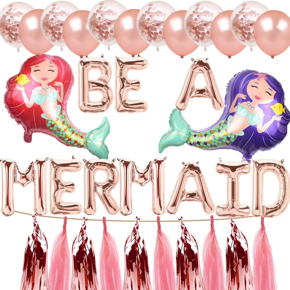 Be A Mermaid Balloons, Lets Be Mermaids Party Banner, Ocean/Under the Sea/Last Splash Bachelorette/Mermaid Themed Girls Birthday Baby Shower Party Supplies Decorations