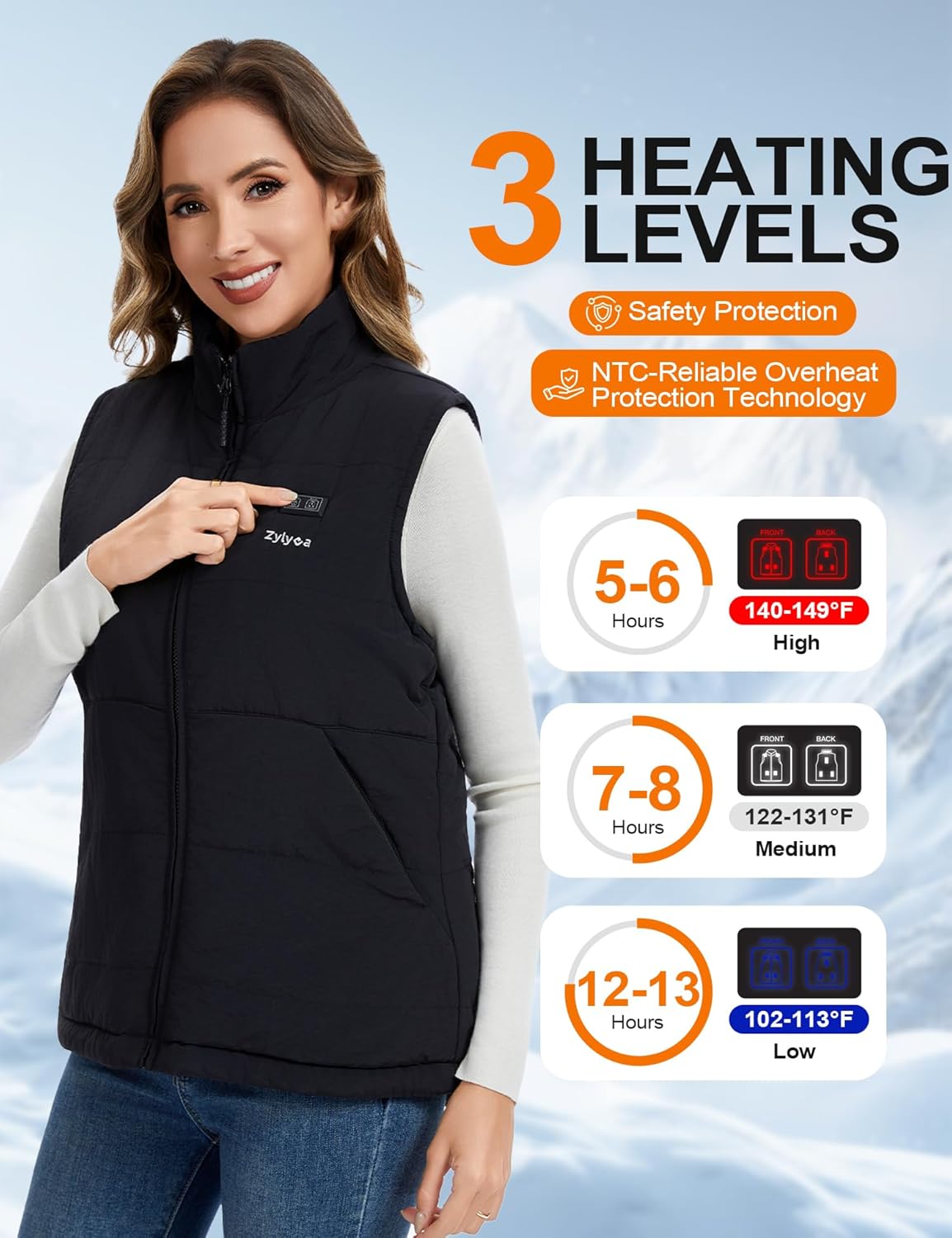 Heated Vest Women with 20000mAh 7.4V Rechargeable Battery, Fuzzy Fleece Lined Electric Heating Vests Coats Jacket - Image 4