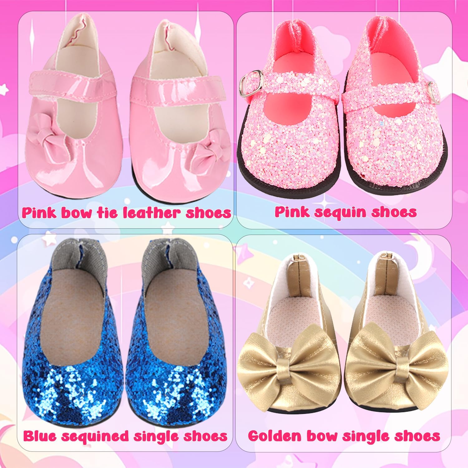 MSYO 16PCS 18Inch Doll Clothes&Shoes Set,5Outfits+2Pairs Random Shoes,Fits Most 18Inch Girl Dolls&45cm Fashion Dolls,Dress Up Kit for Kids Pretend Play