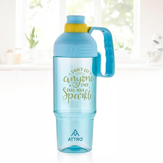 ATTRO My Cup Tumbler Plastic Water Bottle with Handle, BPA-Free, Leak-Proof, Ideal for School, Gym, Office, Travel & Daily Use – Blue- 1000ml