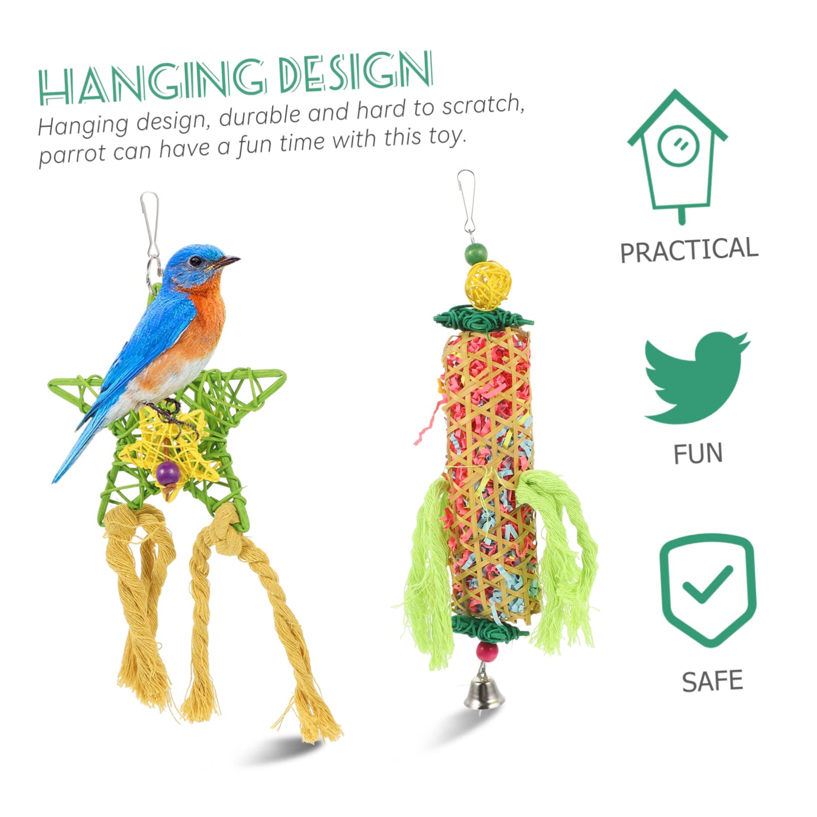 POPETPOP 9piezas Juguetes Colgantes para Aves De Juguetes Masticables para Periquitos Accesorios para Jaula De Aves para Desarrollo De Habilidades y Coordinación