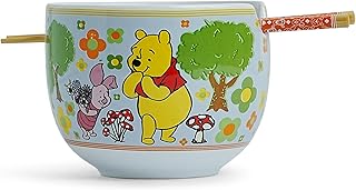 Winnie The Pooh Disney Friends Ceramic Ramen Dinnerware Set | Includes 20-Ounce Noodle Bowl and Wooden Chopsticks
